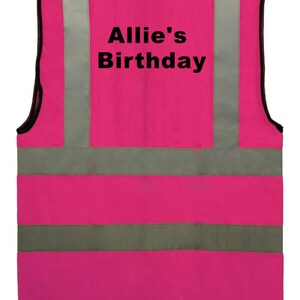 Hot Pink Child Girl Reflective Custom Text Logo Printed Safety Vest Hi Visibility Logo Sport Group School 0 to 12 months Sz 3 to 11 yrs image 3