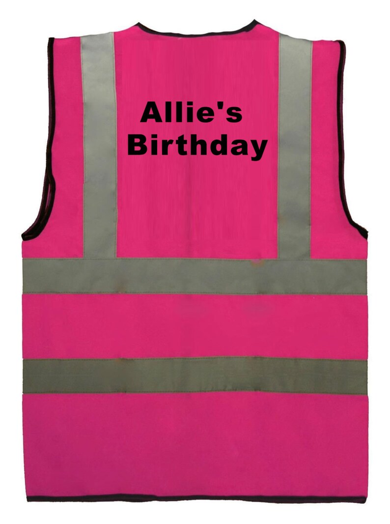 Hot Pink Child Girl Reflective Custom Text Logo Printed Safety Vest Hi Visibility Logo Sport Group School 0 to 12 months Sz 3 to 11 yrs image 3