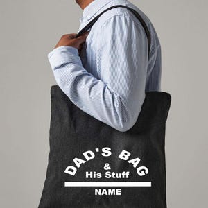 Sac fourre-tout pour papa, noir gris, résistant, sac pour homme, cadeau de fête des pères, blanc, imprimé ou non, personnalisé, mélange spacieux : 38 x 42 x 67 cm