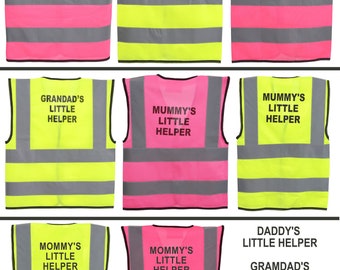 Child Baby Vest Toddler Reflective Hi Vis Safety Wear Yellow Pink Waistcoat Print Mommy Daddy's Grandad's Mummy's Little Helper Toddler