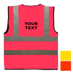 Hot Pink Child Girl Reflective Custom Text Logo Printed Safety Vest Hi Visibility Logo Sport Group School 0 to 12 months Sz 3 to 11 yrs image 6
