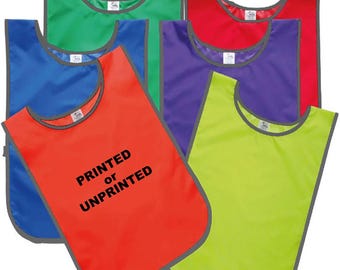 Adult Sports Vest Apron Style Bib Custom Printed Front or Back or Both Event ID Crowd Control One Size Fits All Red Blue Green Yellow Orange