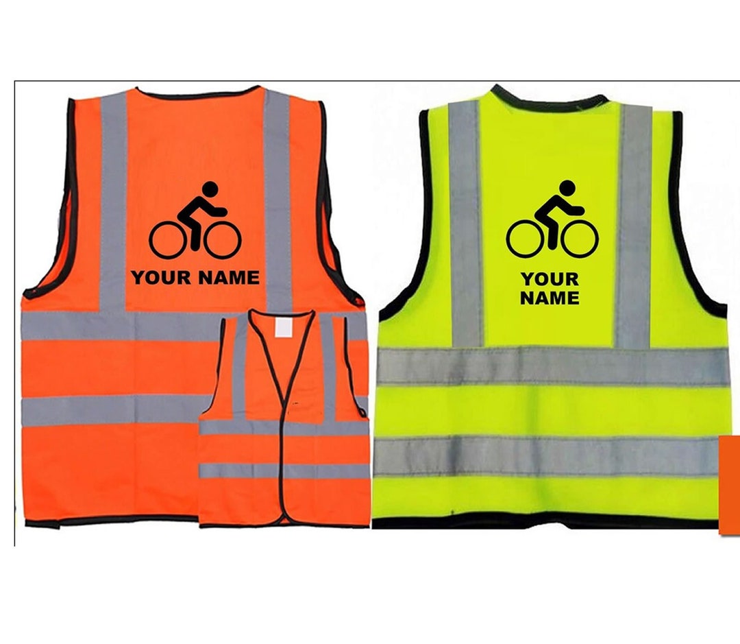 Bike Vests Children Printed Reflective Safety Custom Bicycle Logo Name Yellow Orange Hi
