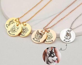 Personalized Pet Necklace, Personalized Photo Necklace, Engrave Photo Keepsake, Cat and Dog Necklace, Photo Pendant,Pet Memorial Necklace,