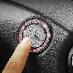 Crystal Rhinestone Car Start Button Cover,Emblem Sticker,Bling Car Decor
