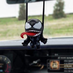 Cartoon Venom Car Charm: Rearview Mirror Hanging Pendant