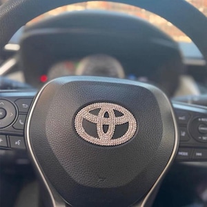 Crystal Diamond Bling Decal Toyota car Steering wheel  Emblem Overlay Cover