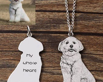 Personalized Pet Necklace, Personalized Photo Necklace, Engrave Photo Keepsake, Cat and Dog Necklace, Photo Pendant,Pet Memorial Necklace,