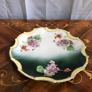 Antique Victorian Hand Painted Plate with Violets, Gold Trim, Fine China Plate, Home Decor
