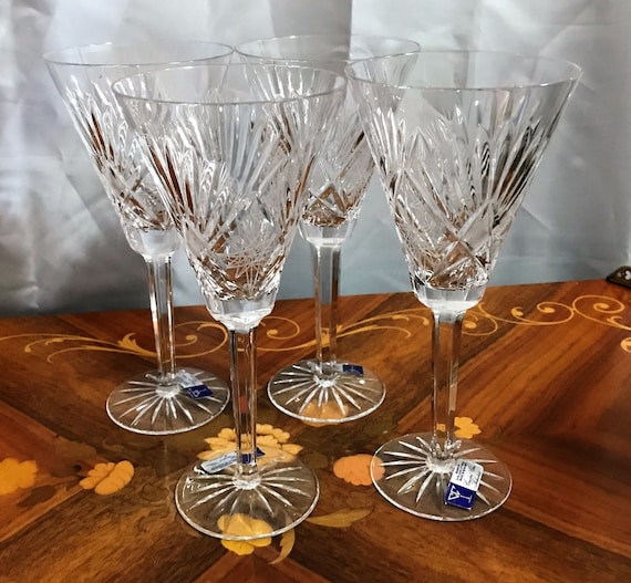 Vintage Set of 4 24 Lead Crystal Wines by Crystal Clear Industries Crystal Clear Glass Stemware Etsy