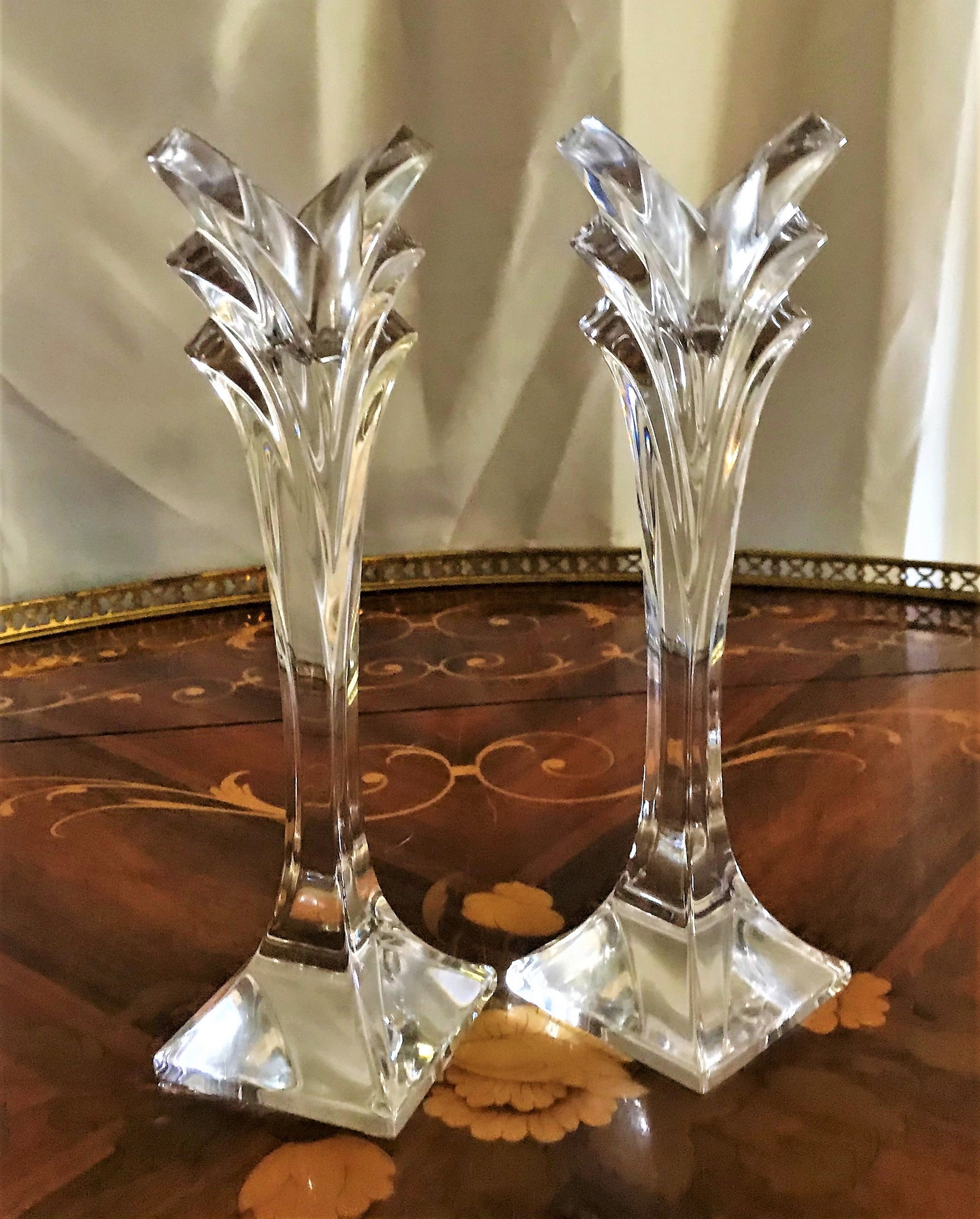 Vintage Mikasa Lead Crystal Candle Holders Pair of Holders Etsy