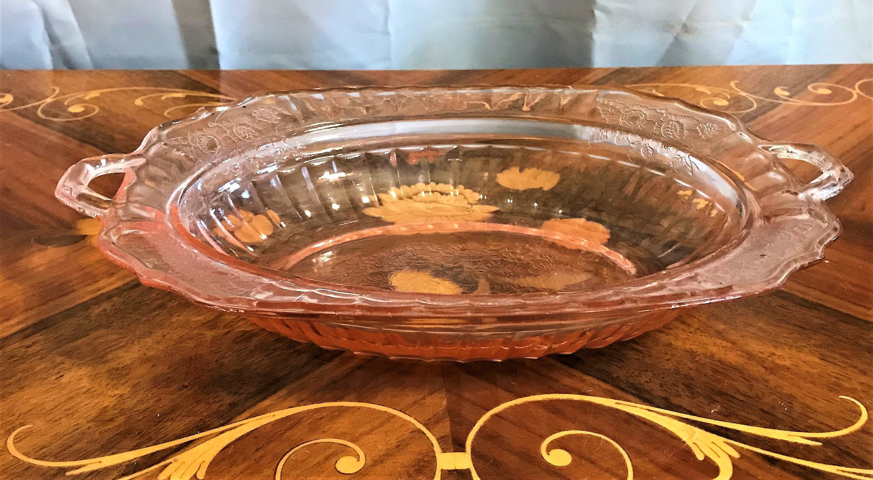 Vintage Depression Pink Glass Oval Ribbed Bowl Serving Bowl Etsy