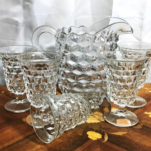 Footed Glass Pitcher Etsy