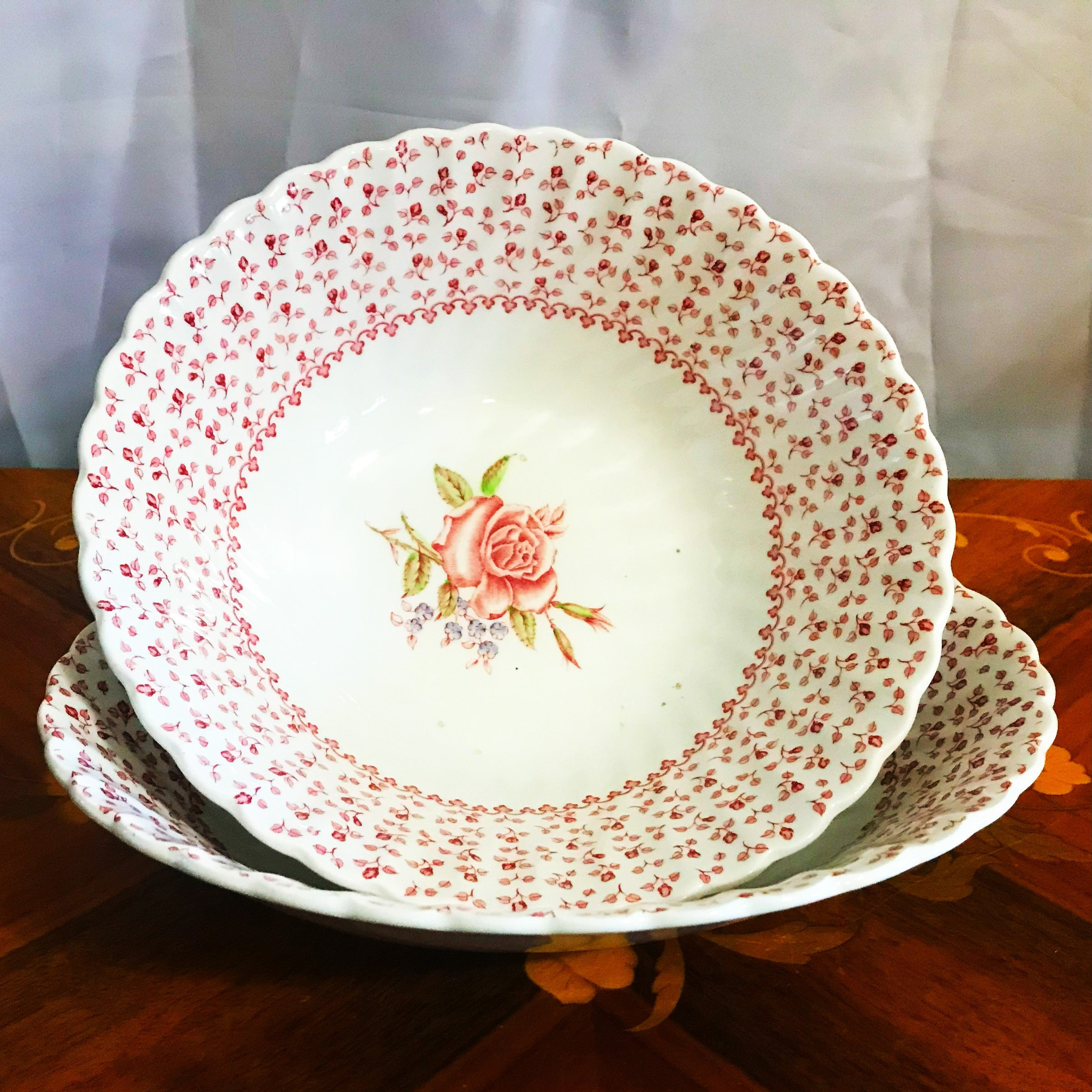 Johnson Bros Rose Bouquet Pink Serving Bowls 2 Sizes England Vintage 1970 s Etsy