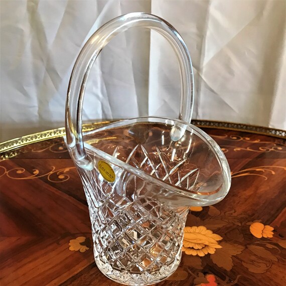 Vintage Galway Irish Crystal Basket: Diamond Cut Glass Decor - Etsy