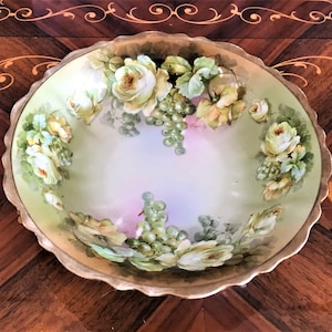 Antique O & E G Royal Austria Serving Bowl With 22 K Gold Trim, Hand Painted. Roses Decor, Bohemian, Home Decor, Vegetable Bowl, Fine China
