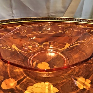 Vintage Pink Depression Glass Paneled Serving Bowl, Fruit Bowl, Home Decor, Dining and Serving