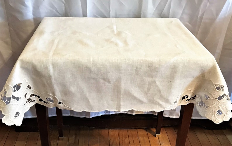 Small Vintage Table Cloth or End Table Cloth With Cut Outs On Etsy