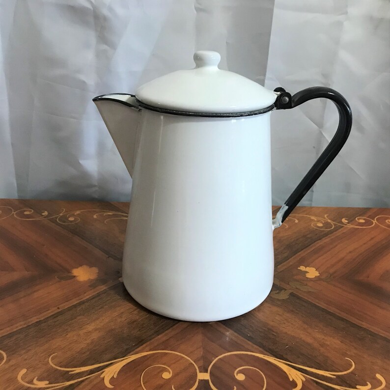 Vintage Enamelware Coffee Pot Cowboy 
