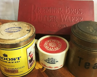 Four Vintage Advertising Tins All in One LOT