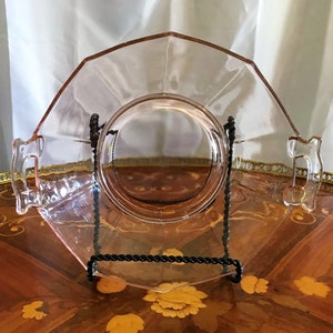 Vintage Pink Depression Glass Paneled Serving Bowl With Handles, Fruit Bowl, Home Decor, Dining and Serving