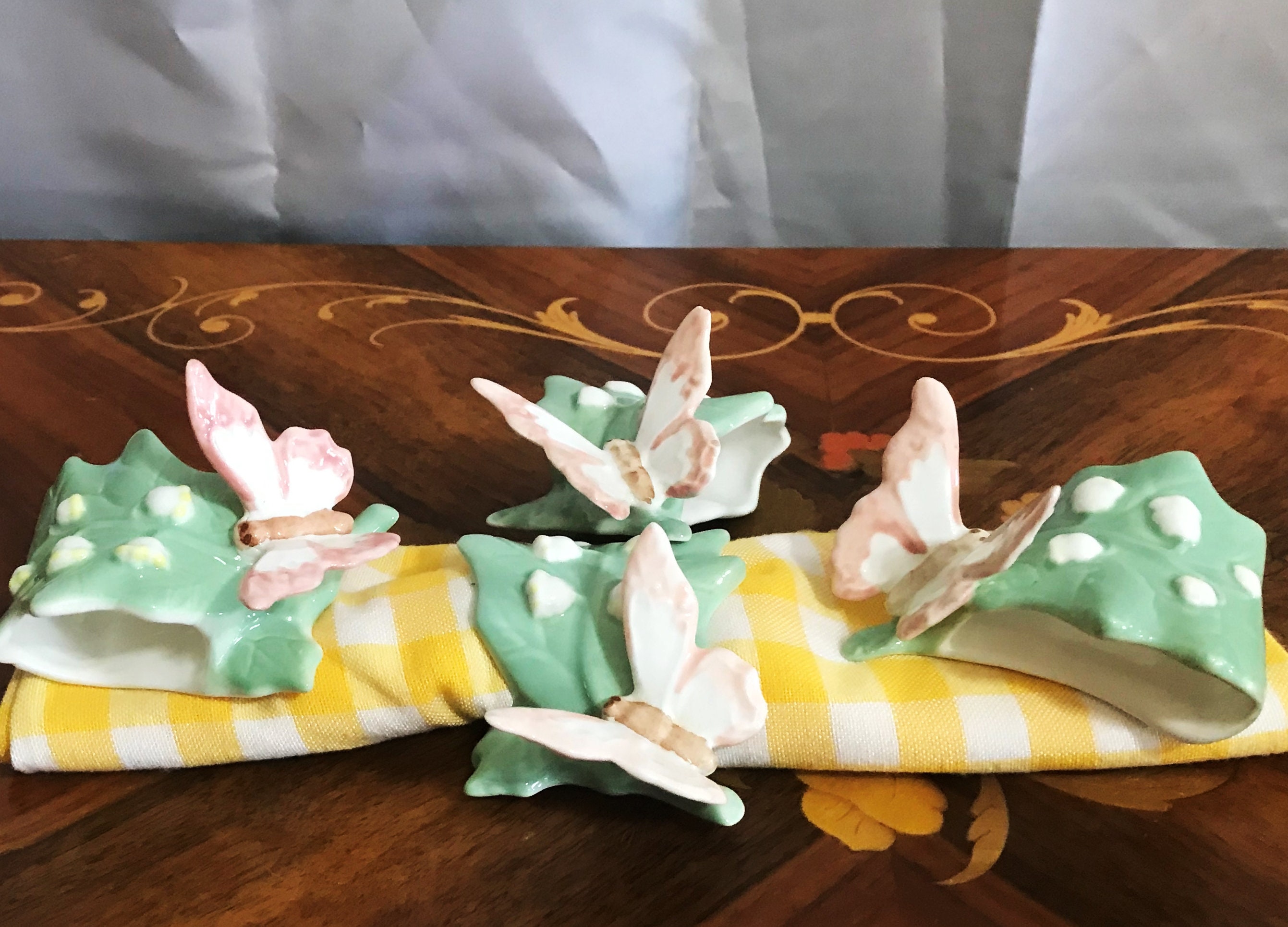 Four Vintage Napkin Rings Pink Winged Butterfly Napkin Rings Home Decor Table Decor Dining And Serving