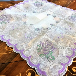 Vintage Floral Handkerchief, Vintage Hankie, Flowered Hankie