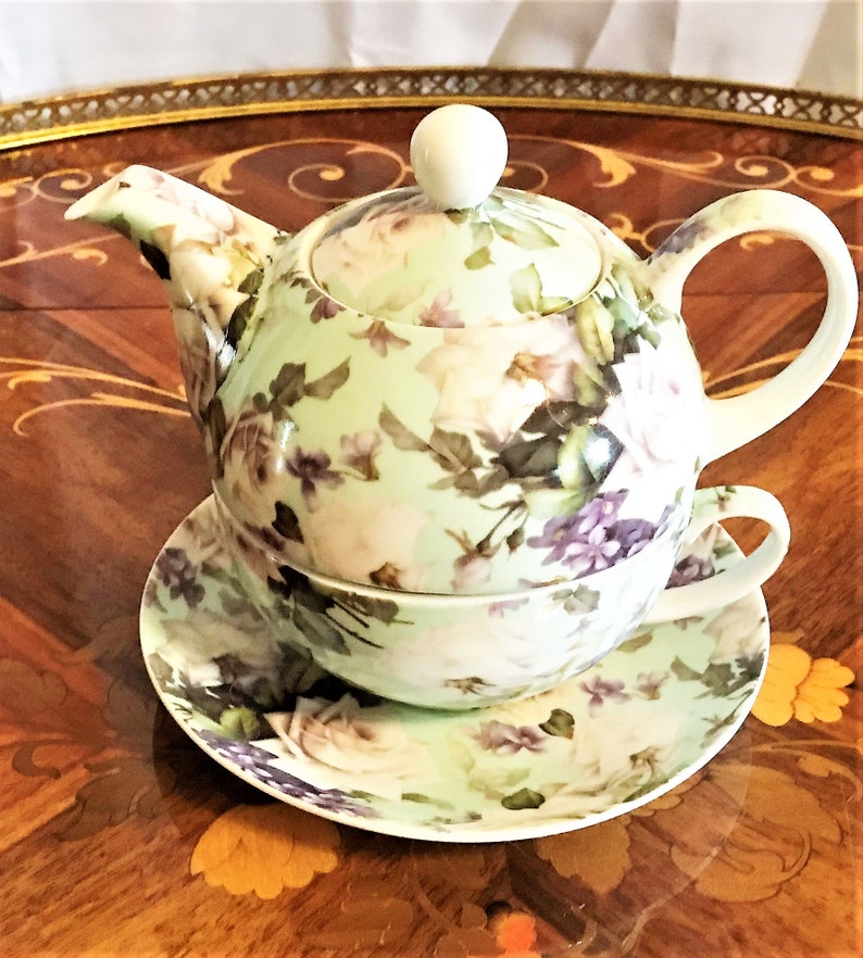 Vintage Bone China Tea For One Set Stacked Set Teapot Cup Etsy