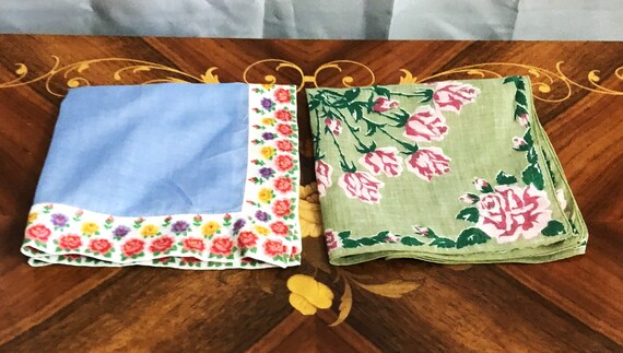 Two Vintage Handkerchiefs, Vintage Hankies, Flora… - image 10