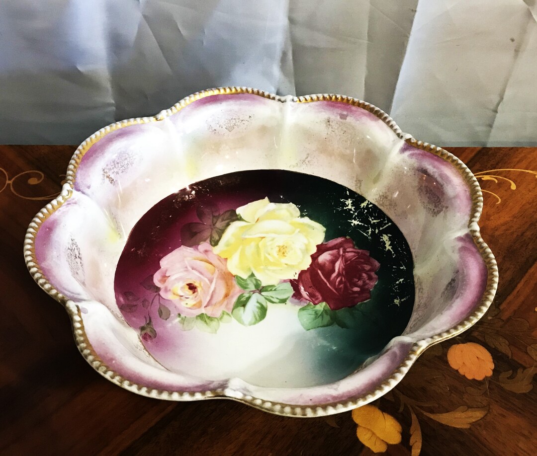 Antique Vintage Hand Painted Fine China Bowl, Marked Empire, Serving