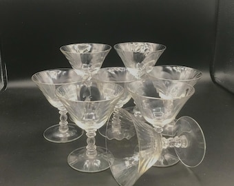 Set of 8 Vintage Cambridge Caprice Champagne Goblets Clear 6 Smaller Glasses and 2 Larger ones
