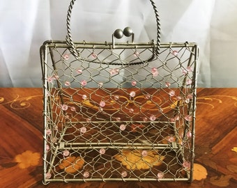 Vintage Metal Wire Handbag Purse, Basket Purse