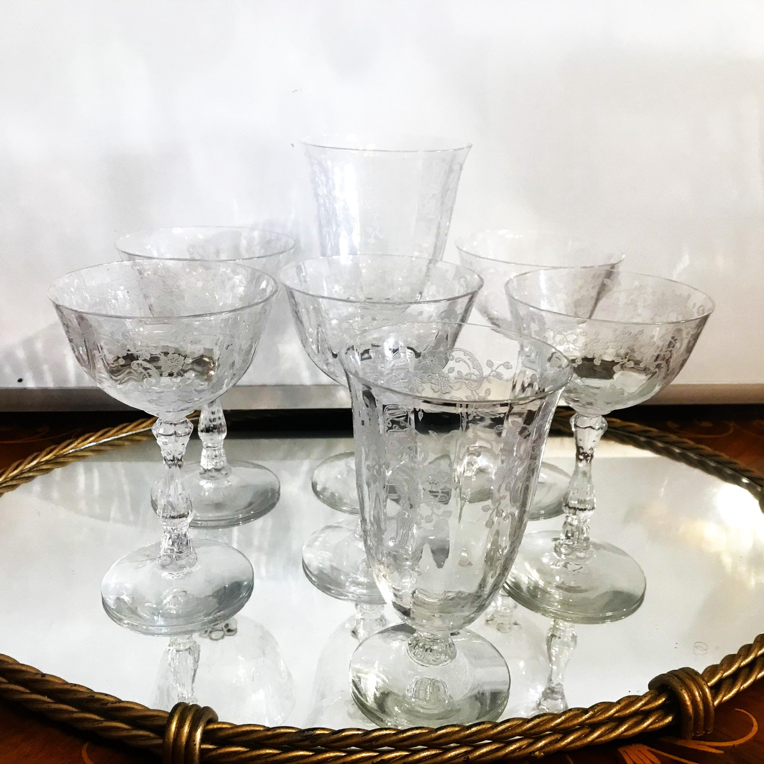 Vintage Fostoria Meadow Rose Etch Wine Glasses Various Sizes - Etsy