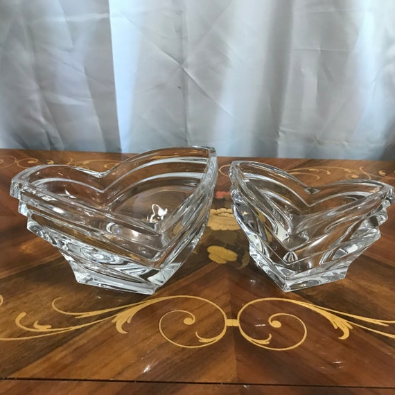 Vintage Mikasa Lead Crystal Stacking Rose Bowls, Pair of Bowls, Home Decor, Clear Glass