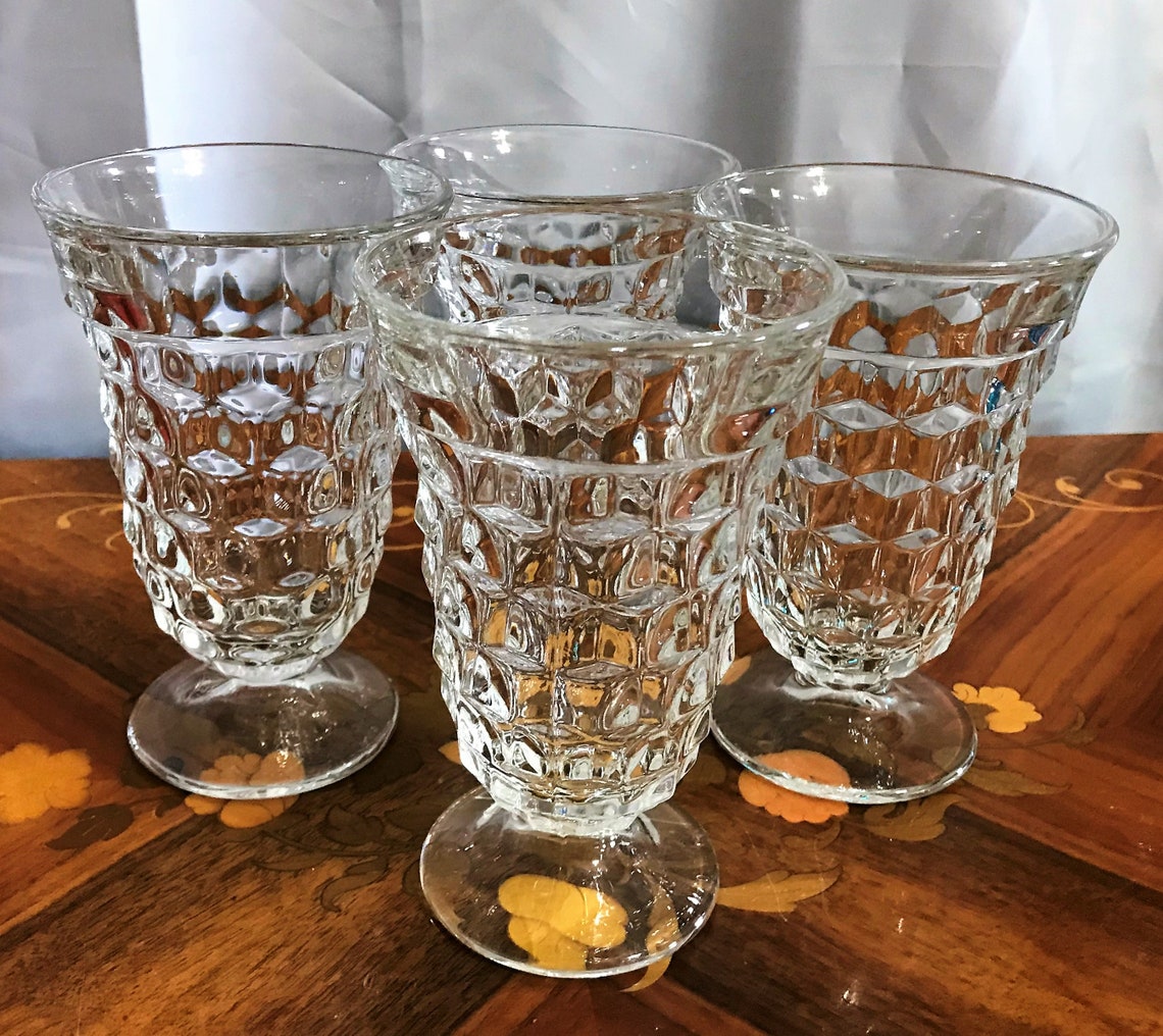 Four Vintage Elegant Glass Fostoria American Ice Tea Glasses Etsy