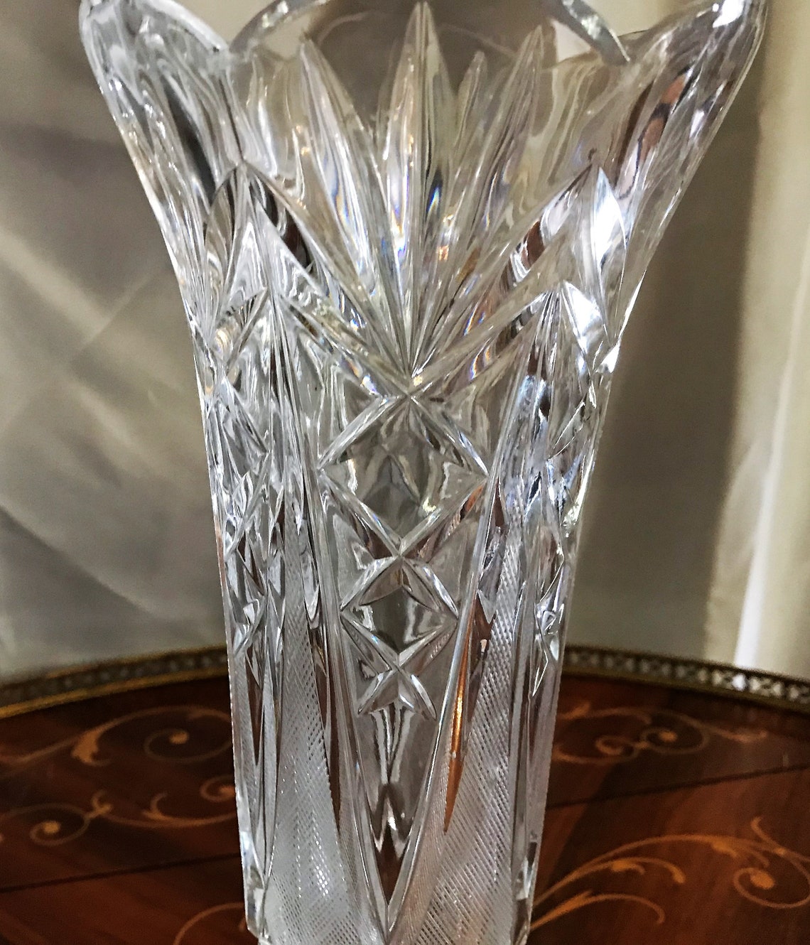 Vintage Lead Crystal Pedestal Vase Home Decor Cut Glass Etsy