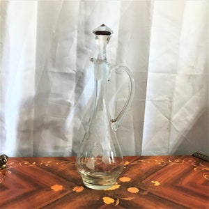 Vintage wheel Cut Glass Decanter with Stopper 16 Inches Tall