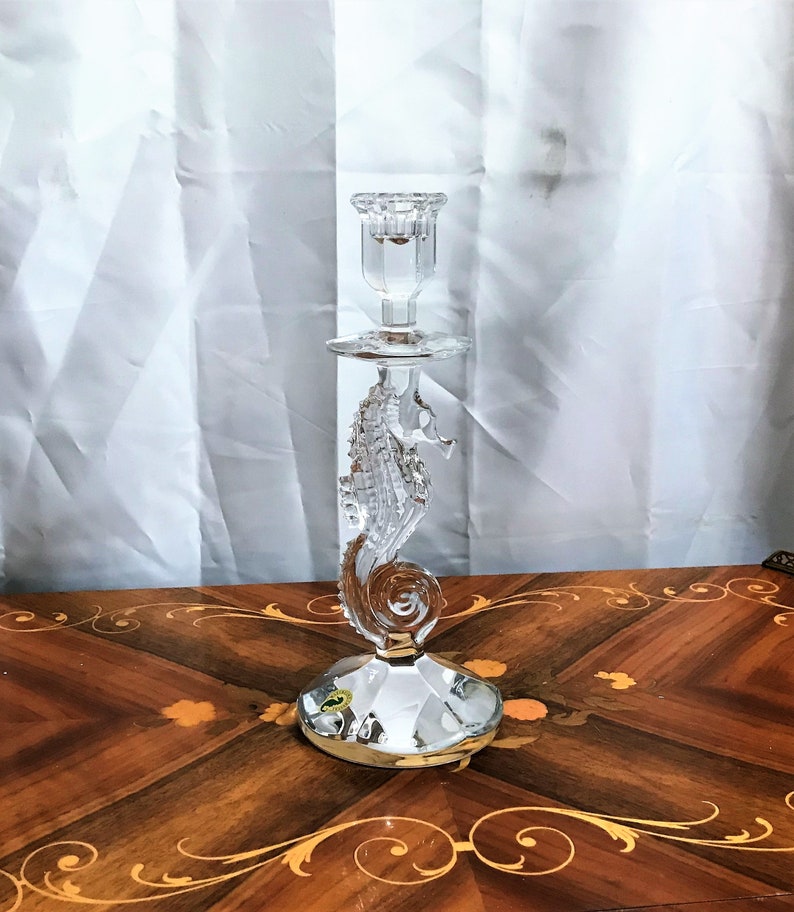 Vintage Waterford Irish Cut Lead Crystal Seahorse Candle Stick Etsy
