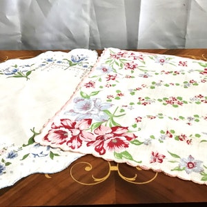 Two Vintage Handkerchiefs, Vintage Hankies, Floral Hankie