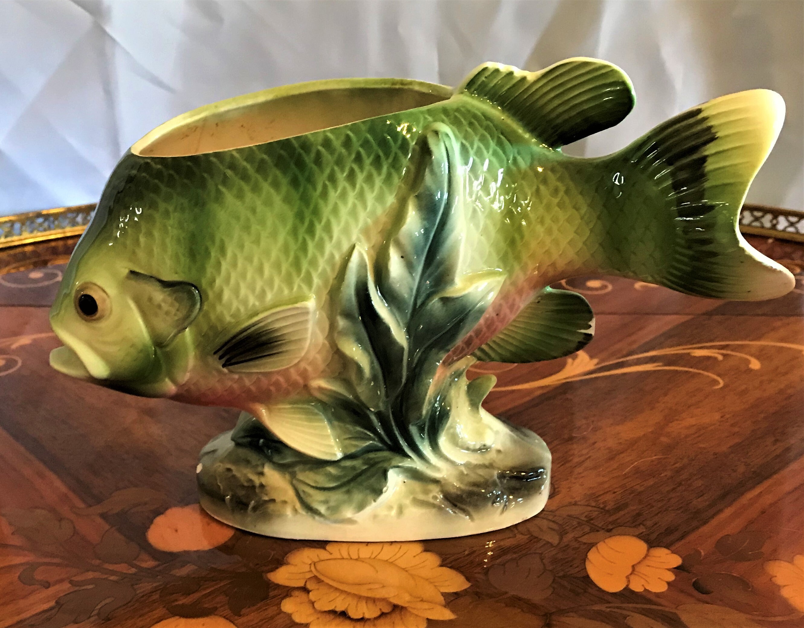 Vintage Lefton Fish Shaped Planter Or Flower Vase Swimming Etsy