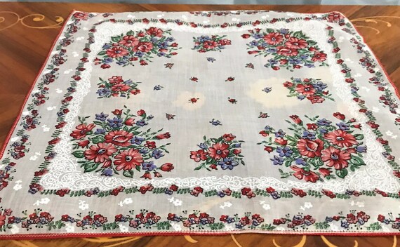 Vintage Floral Handkerchief, Vintage Hankie, Flow… - image 1