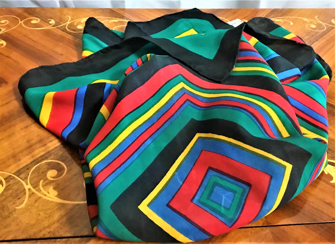 Vintage Womens Scarf, Pure Silk Head Scarf, Neck Scarf, Silky Scarf