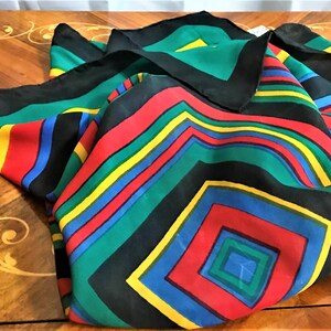 Vintage Women’s Scarf, Pure Silk Head Scarf, Neck Scarf, Silky Scarf, Multi Colored