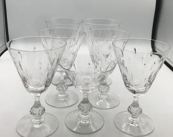 Seven vintage Wine or Water Glasses, Different Sizes