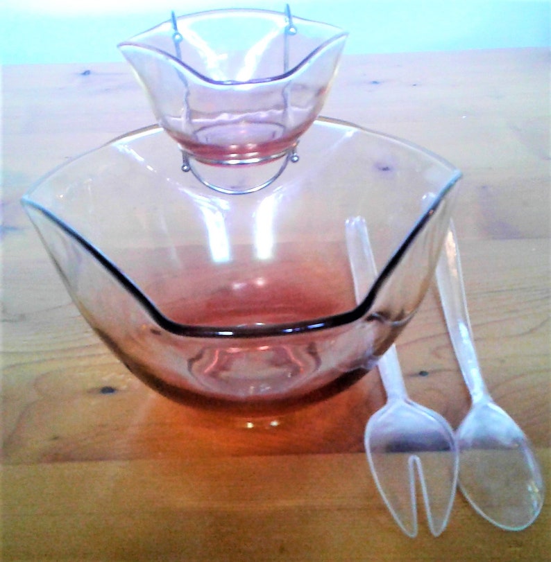 Vintage Five Piece Ruby Chip And Dip Salad Set In Original Box By Indiana Glass Company Dunkirk Indiana