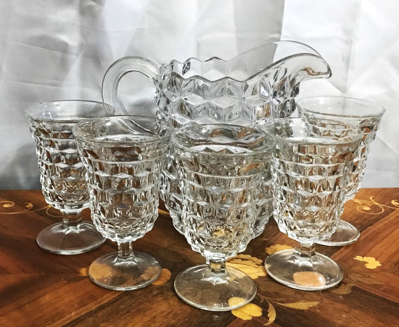Vintage Elegant Glass Fostoria American Pitcher or Jug and - Etsy