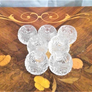 Seven Individual Clear Glass Salt Cellars, Salt Dips, Open Salts, Table Decor, Collectible