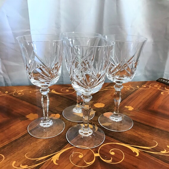 Vintage Set of 4 Lead Crystal Wines, Crystal Clear Glass Stemware - Etsy