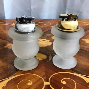 A Pair Of Vintage Satin Glass 50&#39;s Table Lighter, Home decor, Home office, Paperweight,Grooms Gift