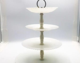 Mac-Beth Evans Petalware Monax 4 Tiered Tid-Bit Dessert Handled Tray 1930's-40's